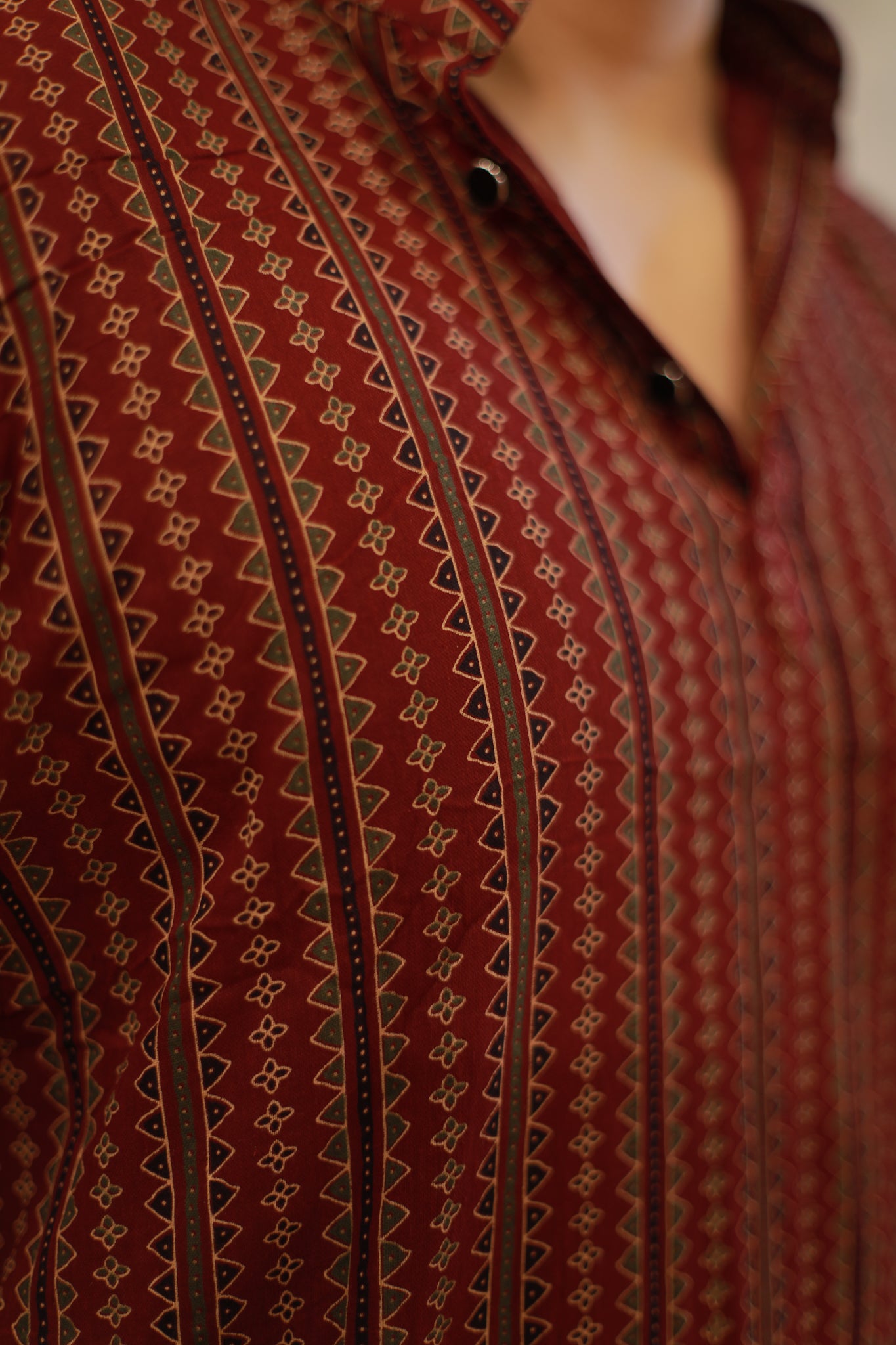 Maroon Printed Short Kurta