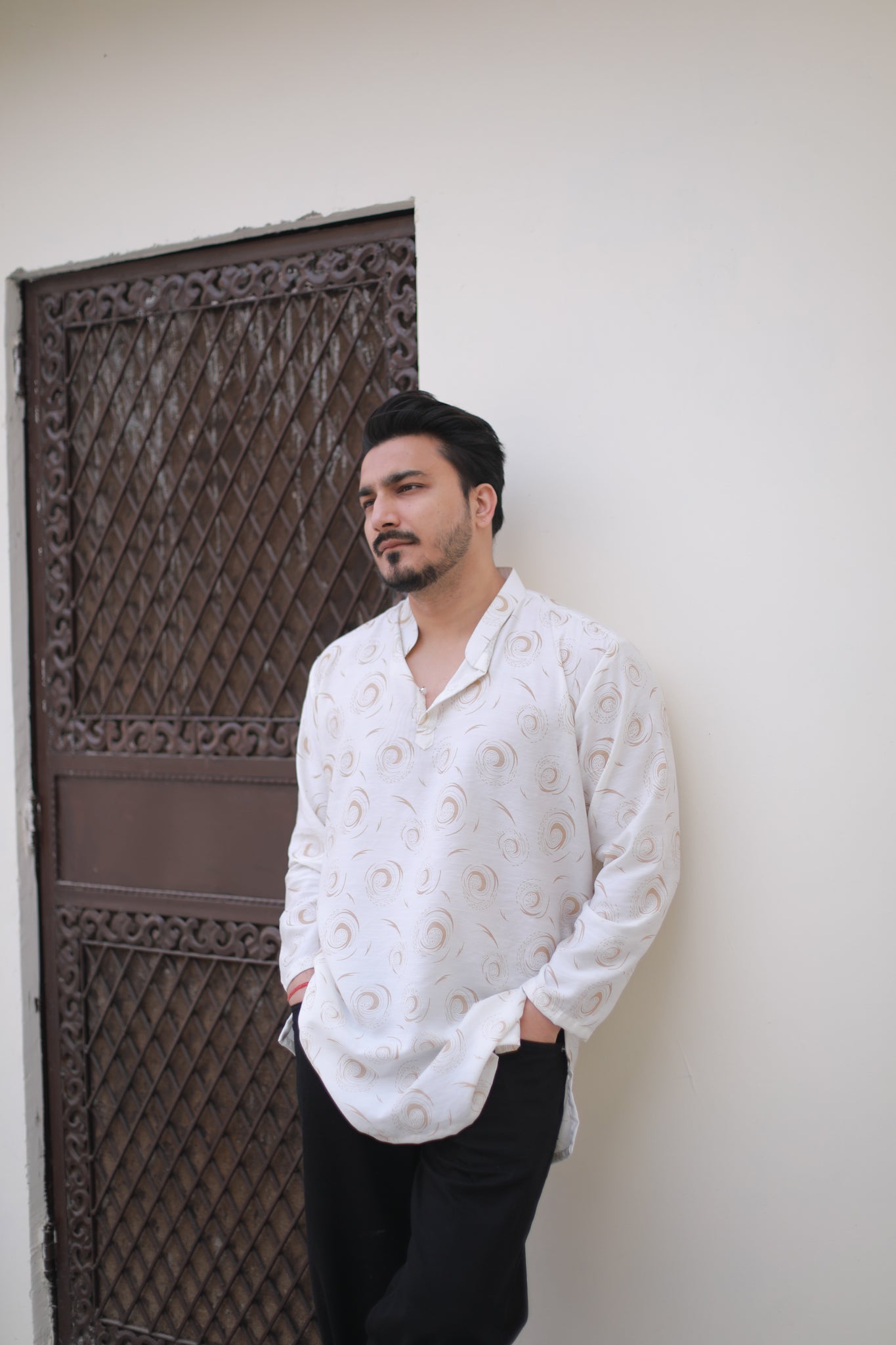 Off white Printed Short Casual kurta