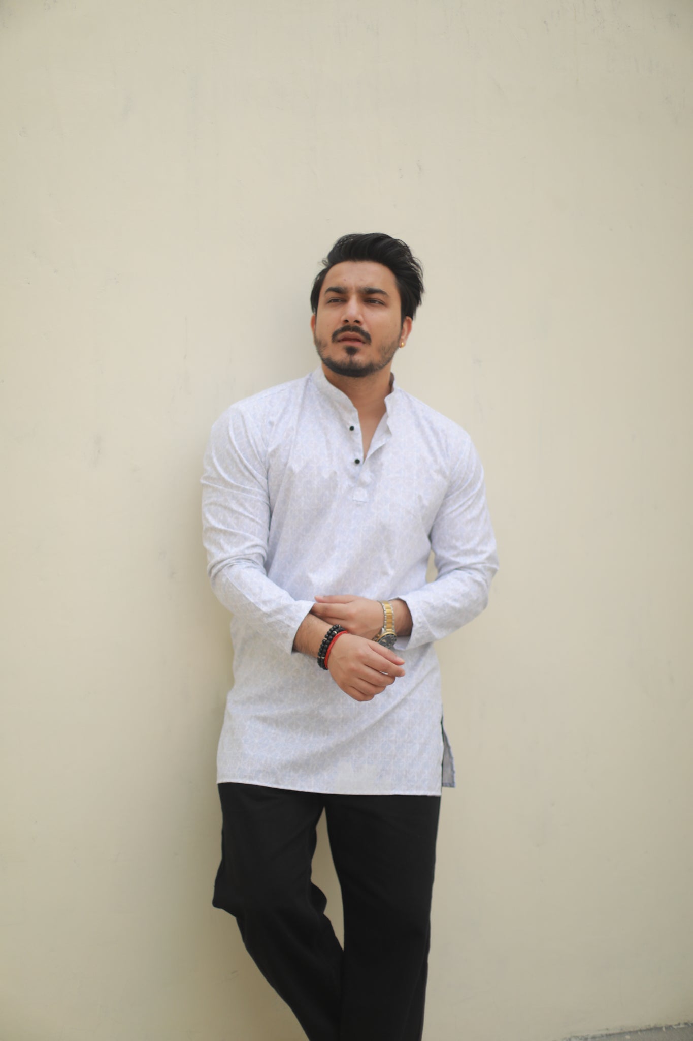 Light blue Casual printed short kurta