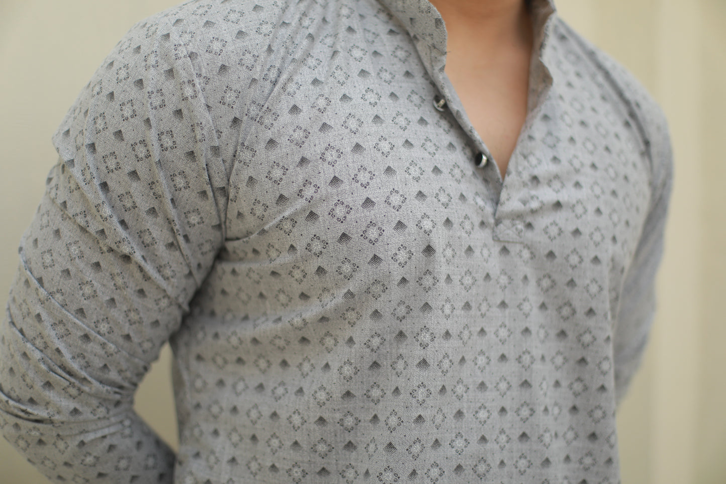 Ice grey Printed casual short kurta