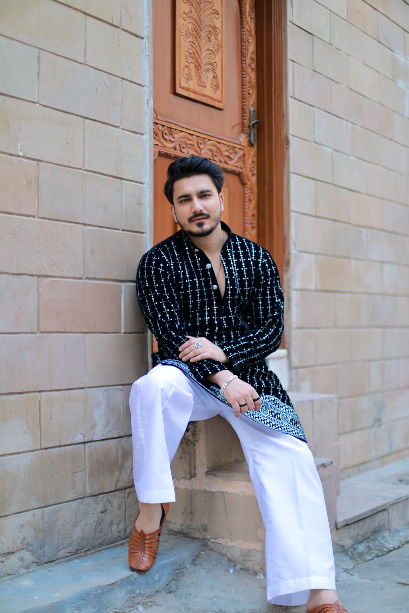 ‘Nayaab’ **Velvet Hand Embroidery Kurta**