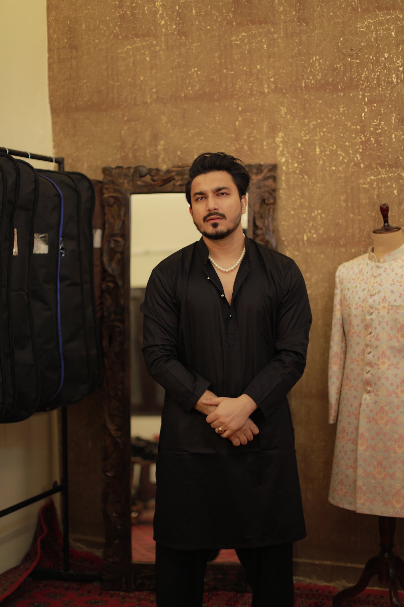 Satin Midnight Black kurta Salwar Set