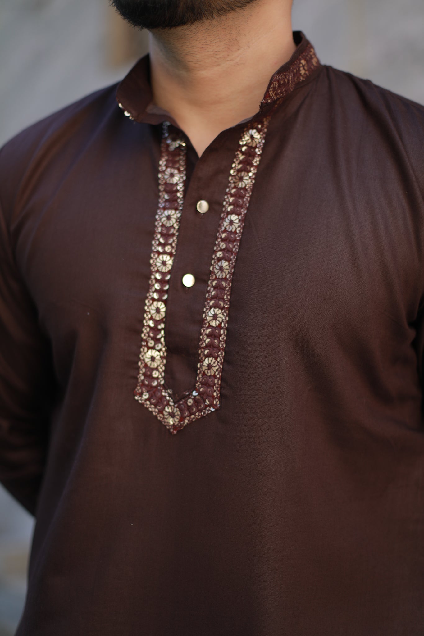 Brown designer Kurta Pyjama set