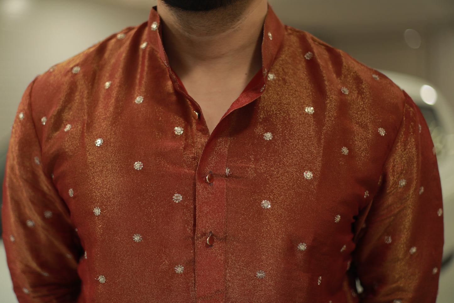 Rust Maroon Polka Kurta Pyjama Set — Timeless Festive Elegance