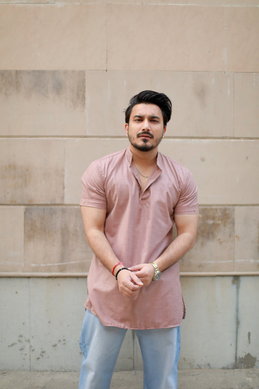 Casual cotton half sleeves short kurta