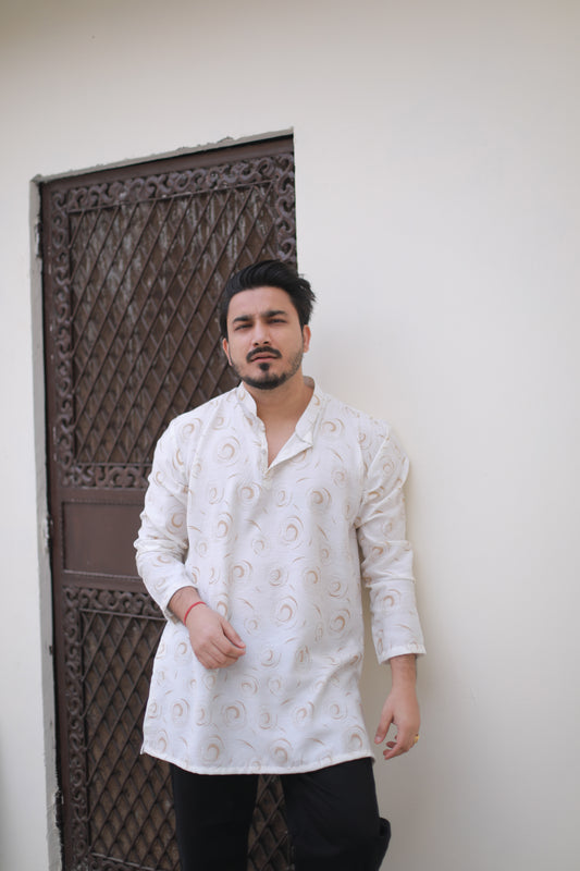 Off white Printed Short Casual kurta