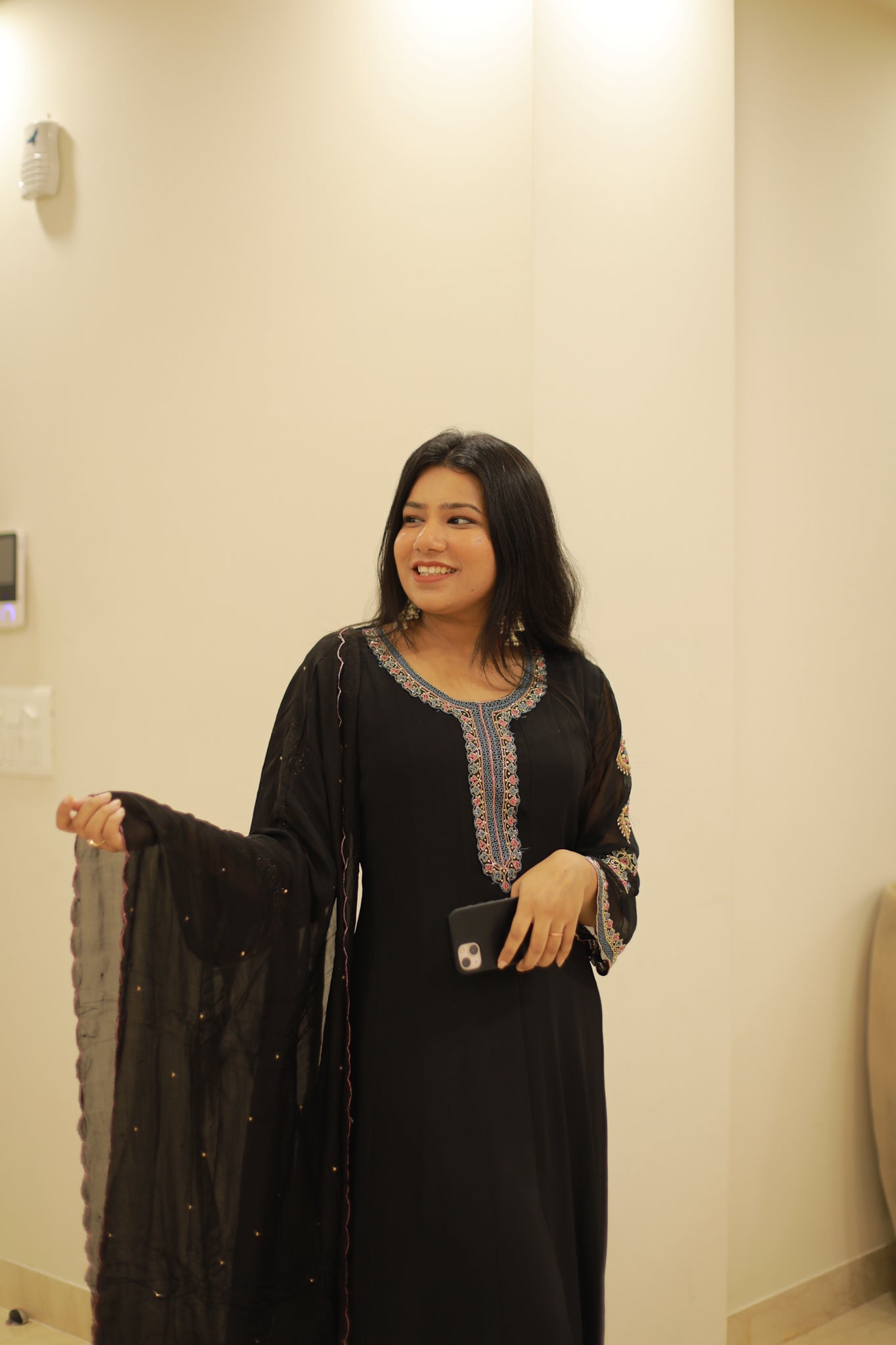 Pure Georgette Black Gown Set
