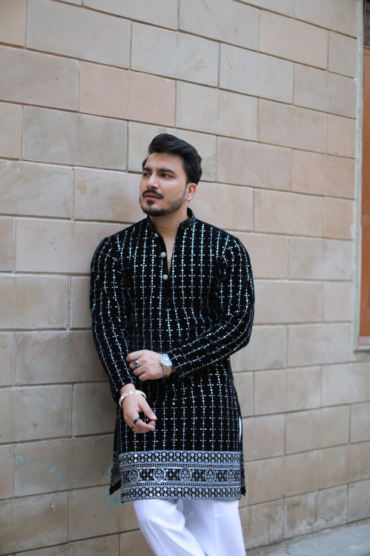 ‘Nayaab’ **Velvet Hand Embroidery Kurta**