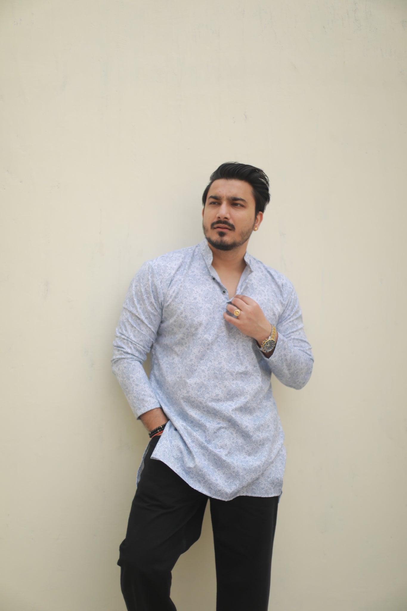 Blue Casual printed short kurta
