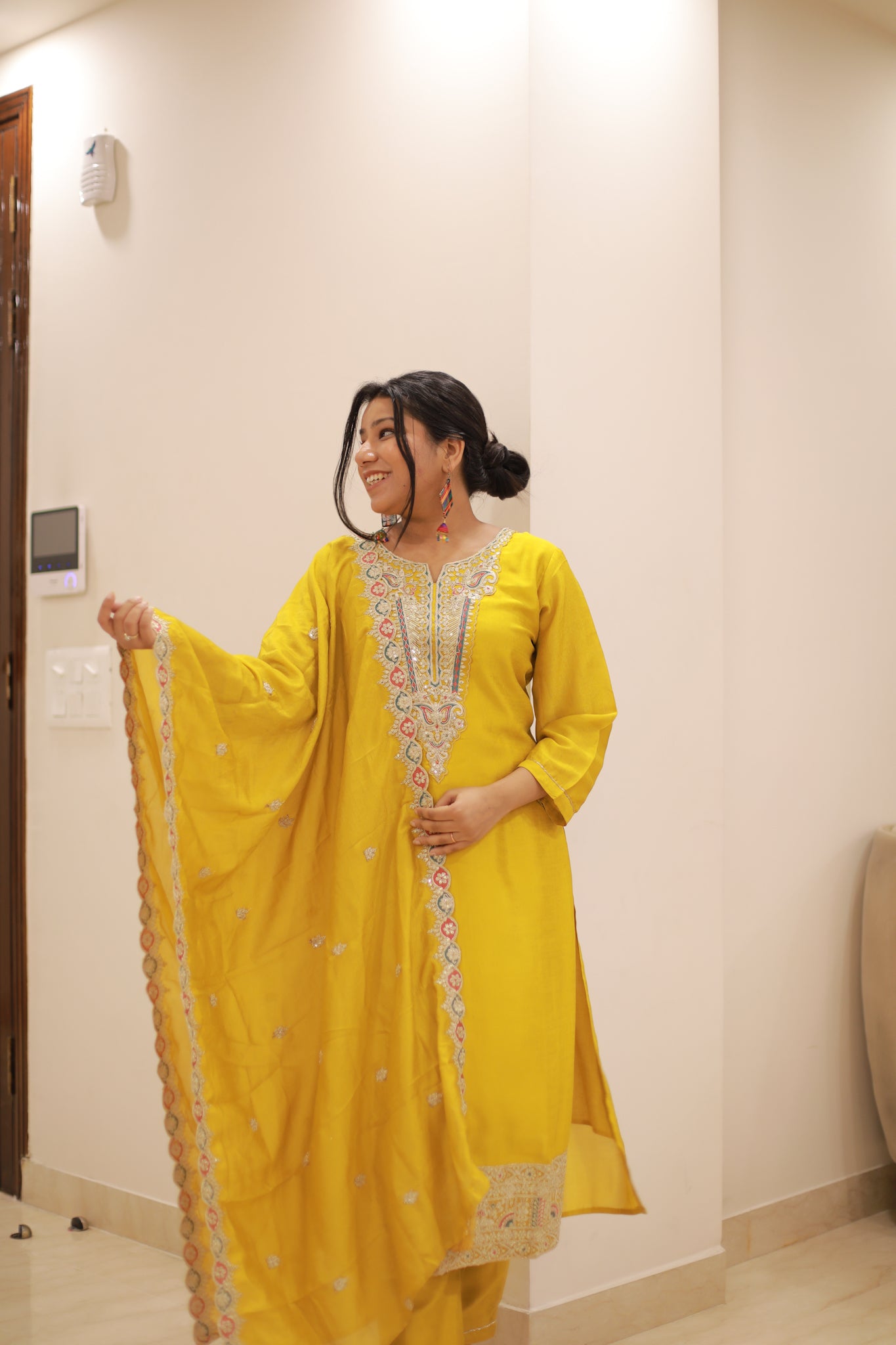 Pure Silk Mustard suit set