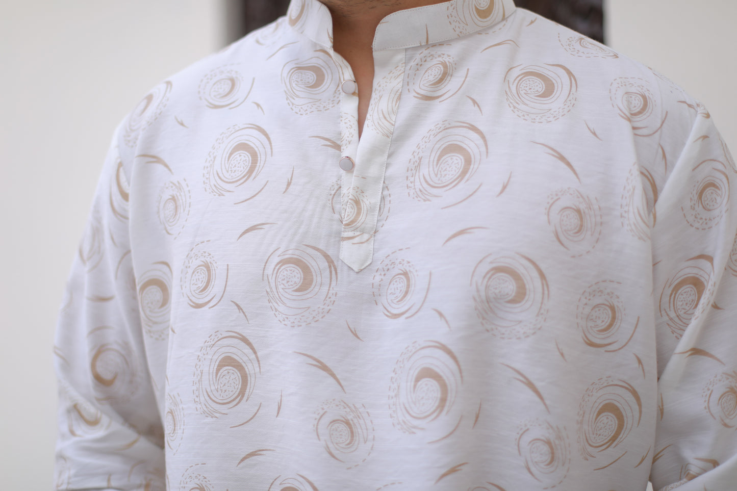 Off white Printed Short Casual kurta