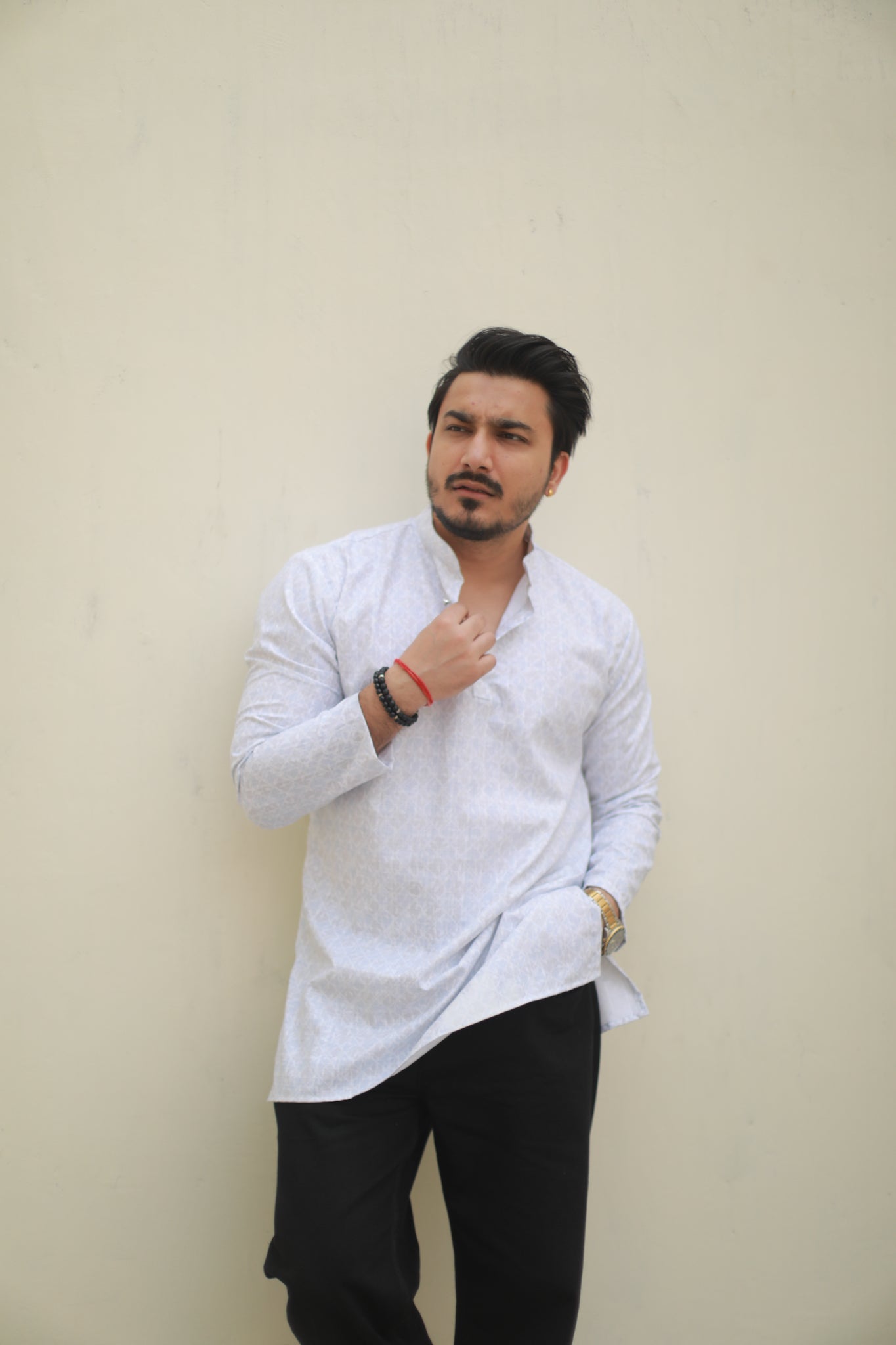 Light blue Casual printed short kurta