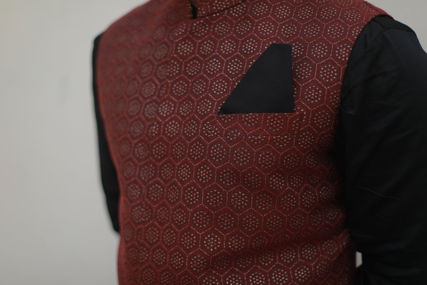 ‘Nawab’ Mahroon Jacket with kurta and Salwar set