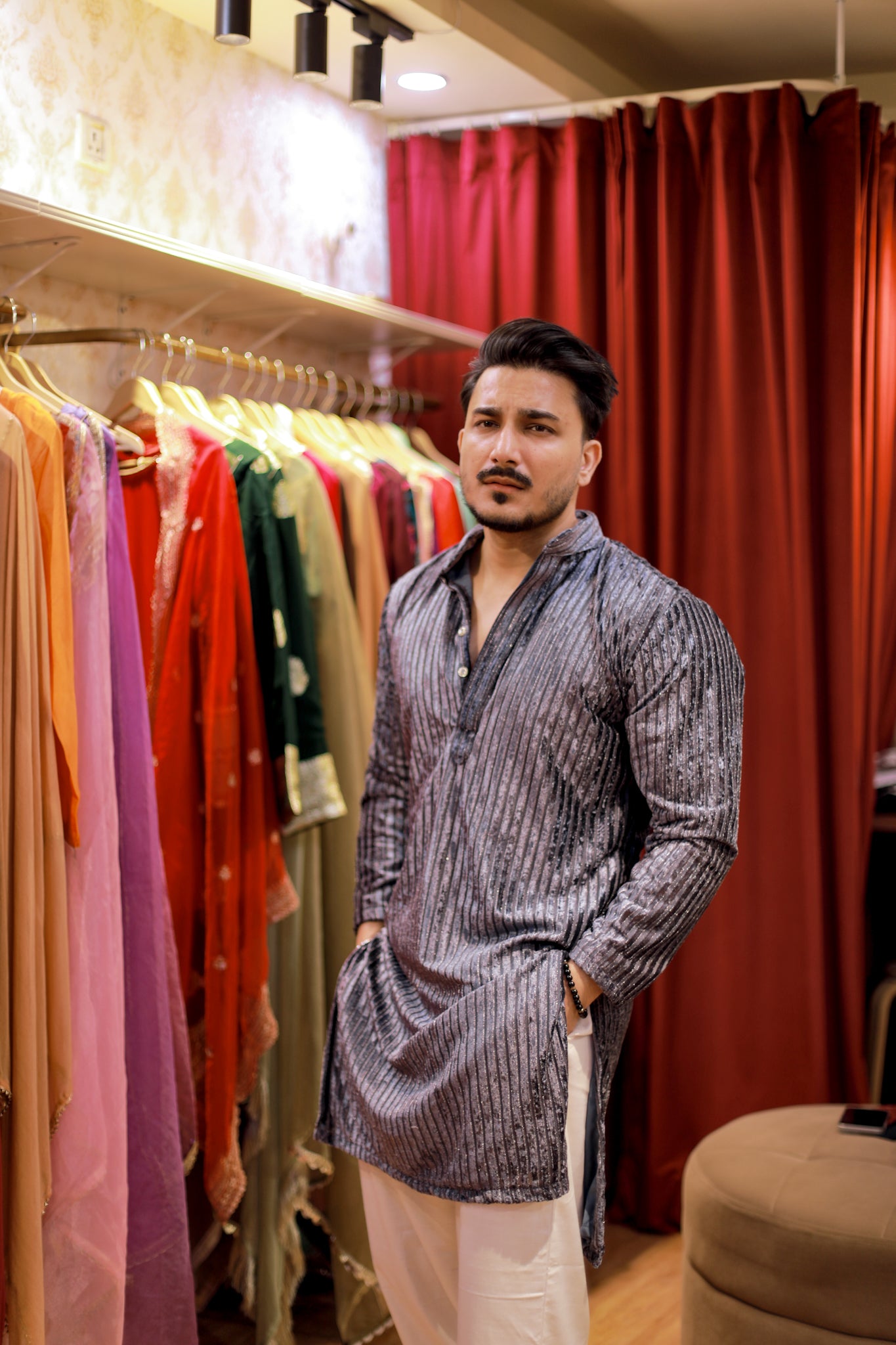 Grey Diwali Special Kurta pyjama