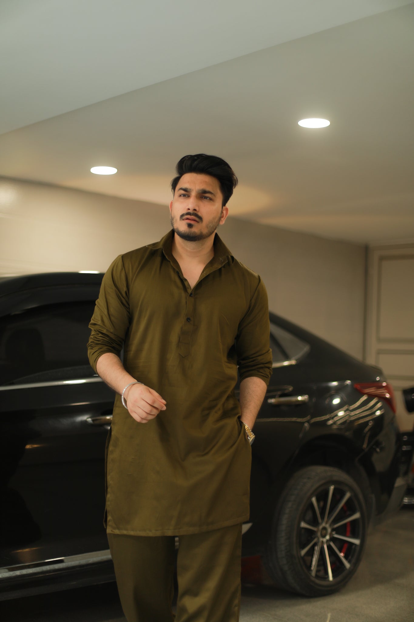 Army Green Kurta pyjama Set