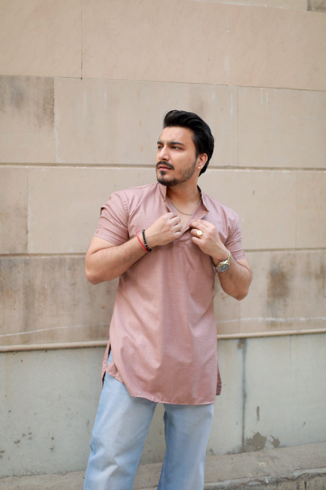 Casual cotton half sleeves short kurta