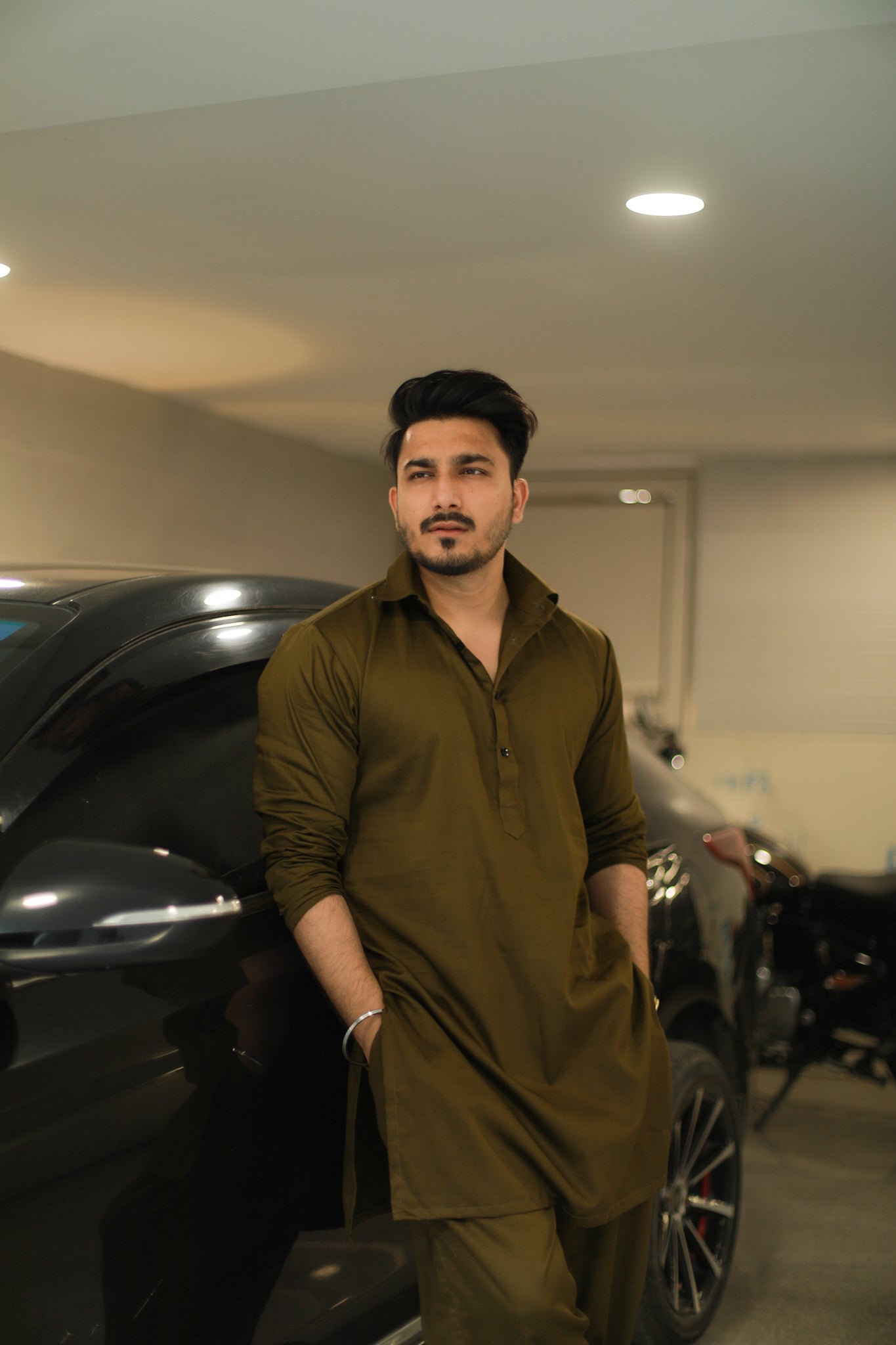 Army Green Kurta pyjama Set