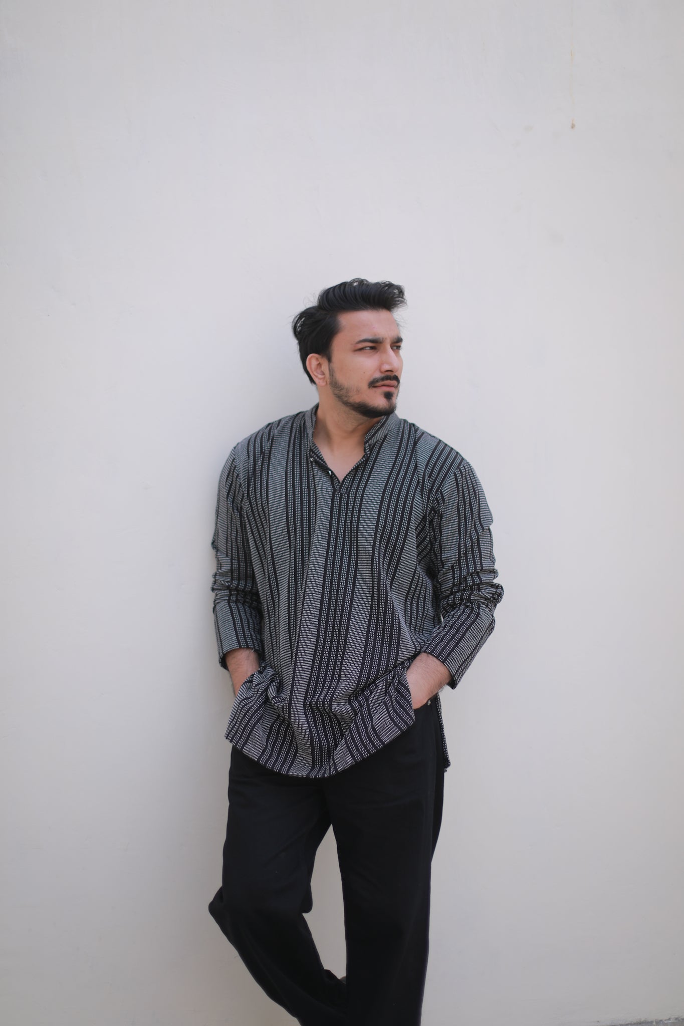 Black stripes short casual kurta