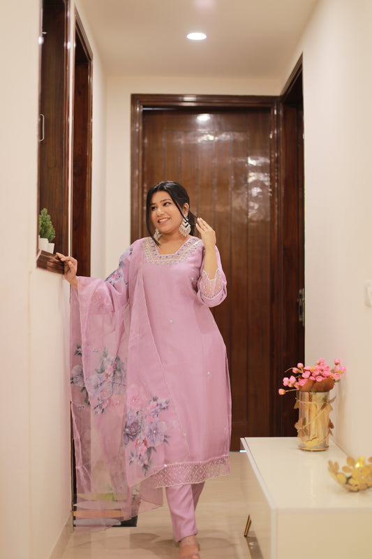 Lavender Silk Suit Set