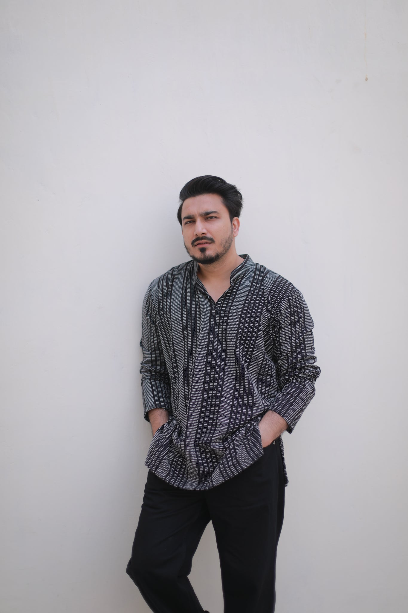 Black stripes short casual kurta
