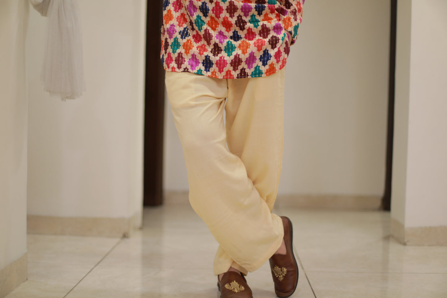 Multicolour wedding designer kurta pyjama set